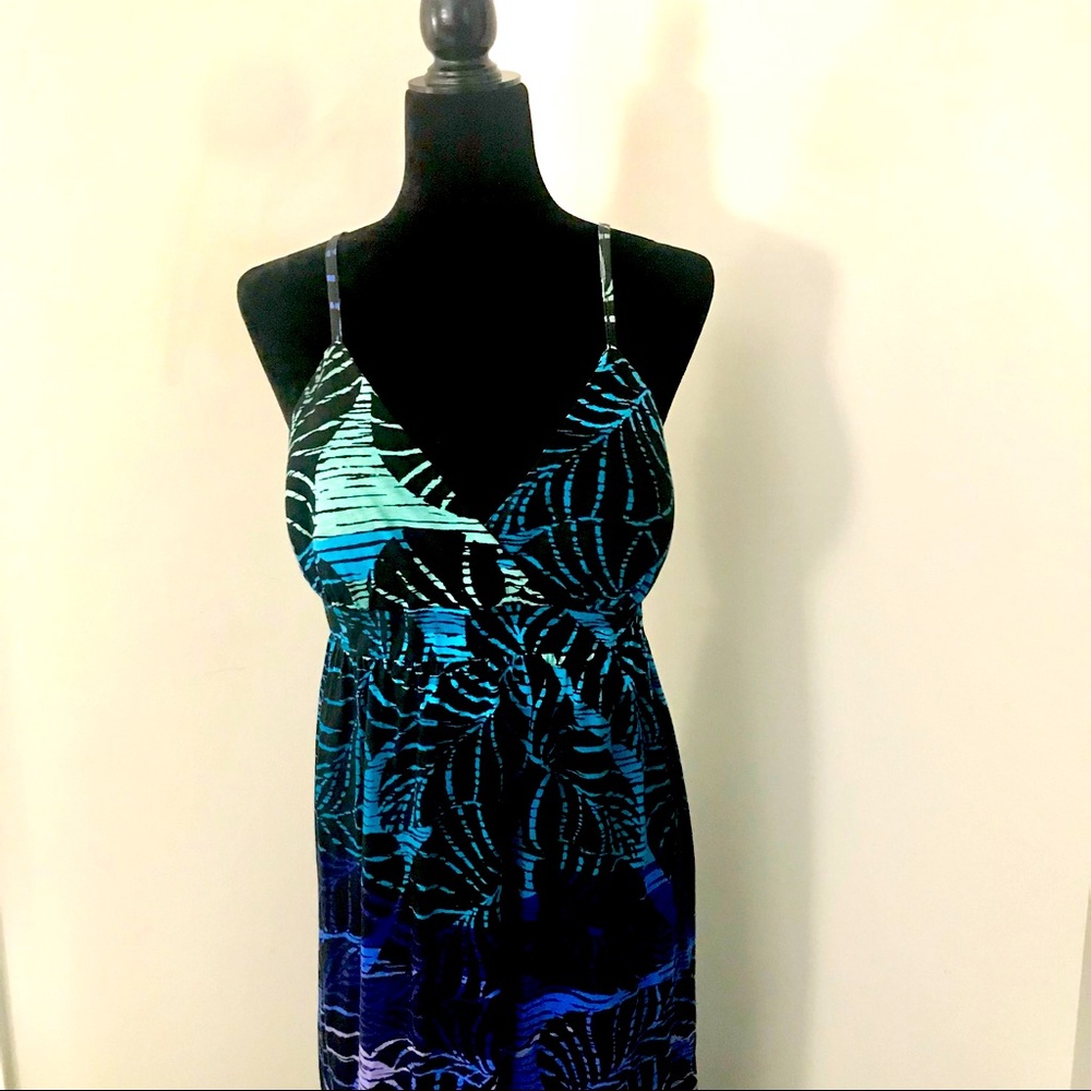 Tropical Print Maxi Dress By Currants. Size XL